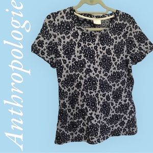 Anthropologie Floral Short Sleeve Top Sz M
